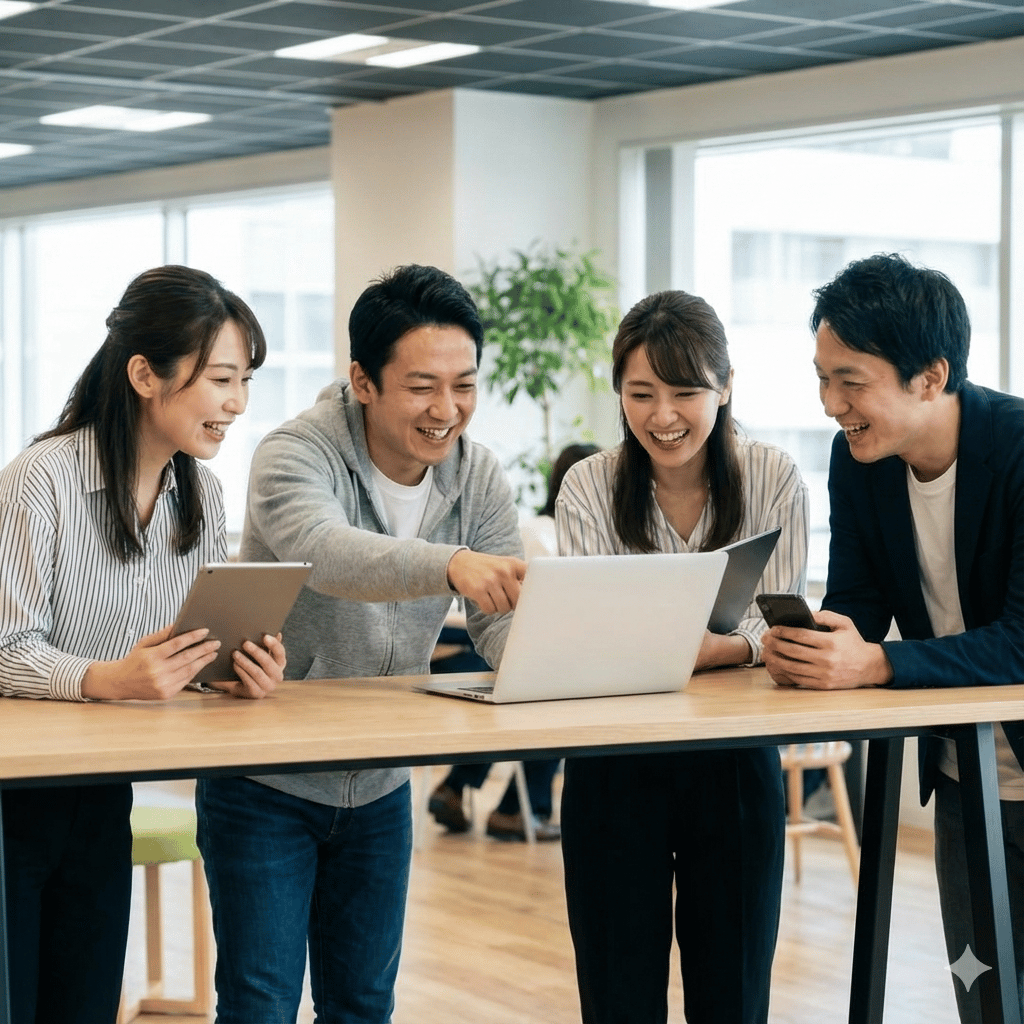 スタートアップチームがデバイスを使用している様子
